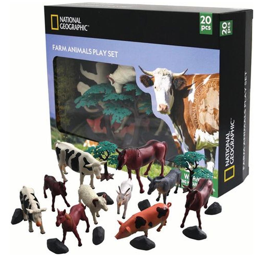 Playset Scatola Animali Fattoria National Geographic Giocattolo Bambini 20pz