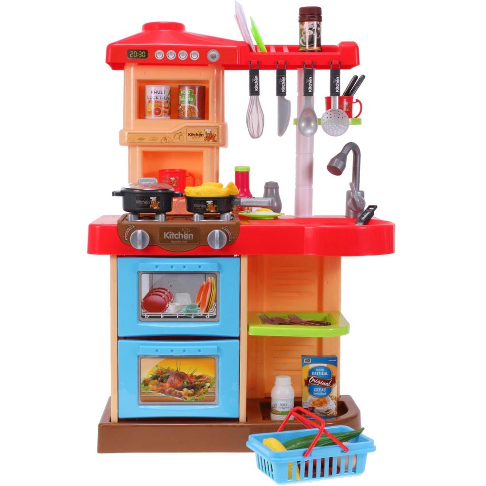 Cucina Giocattolo Bambini Fornello Luci Suoni 30 Accessori Gioco 52x26x72cm