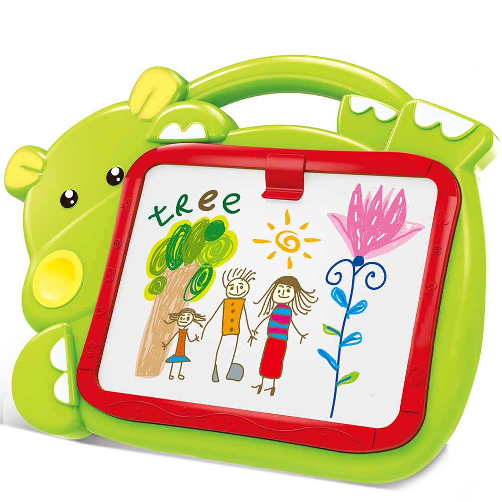 Lavagna Lavagnetta Per Bambini Hippo 2in1 Con Gessetti Cassino Pennarelli Verde