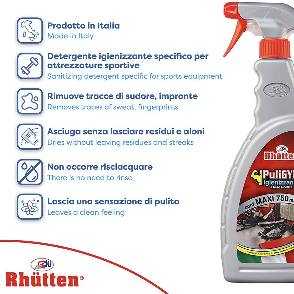 Puligym Igienizzante Base Alcolica Pulizia Superfici Attrezzi palestra 750ml