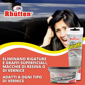 Rhutten Pasta Abrasiva Riparazione Graffi Rigature Carrozzeria Auto Moto 150gr