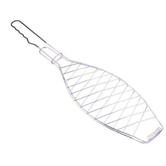 Griglia da Pesce per Barbecue in Metallo Grill BBq 58x13cm Cromata Bistecchiera