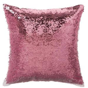 Cuscino Paillettes Federa Effetto Sirena Doppio Bianco Rosa 40x40cm Divano