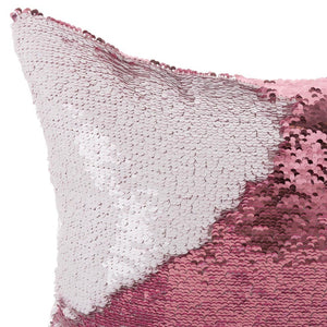 Cuscino Paillettes Federa Effetto Sirena Doppio Bianco Rosa 40x40cm Divano