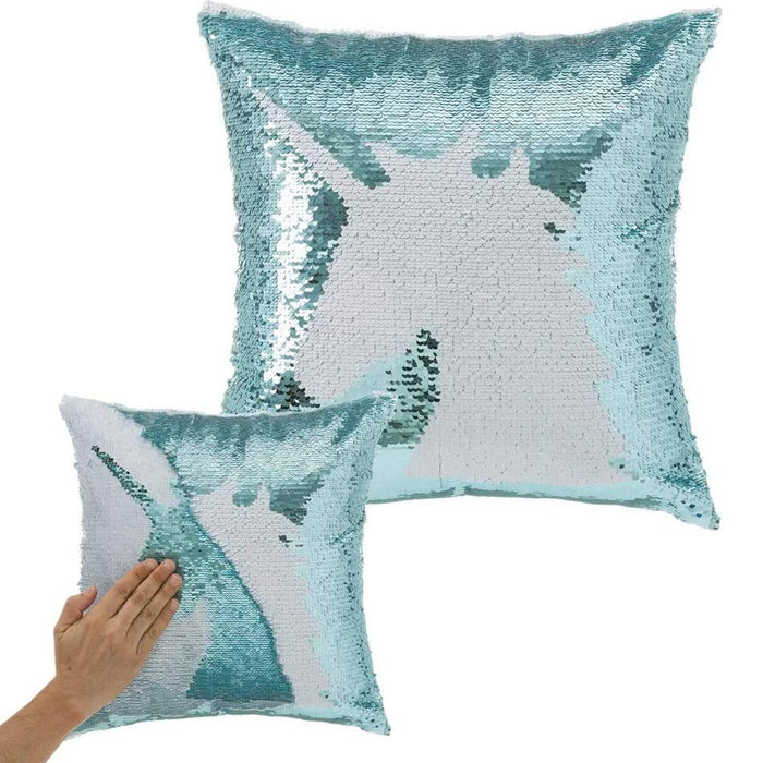 Cuscino Paillettes Federa Effetto Sirena Doppio Colore Unicorno 40x40cm Divano