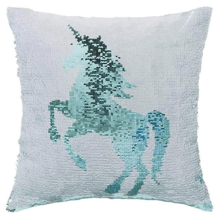 Cuscino Paillettes Federa Effetto Sirena Doppio Colore Unicorno 40x40cm