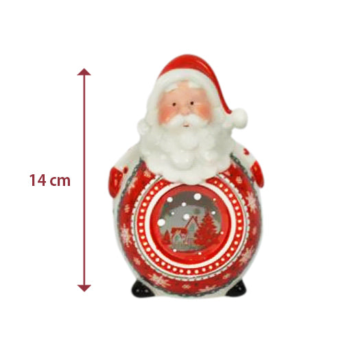 Lanterna Ceramica Babbo Natale Con Candela Elettrica 14 Cm Decorazioni Natalizie