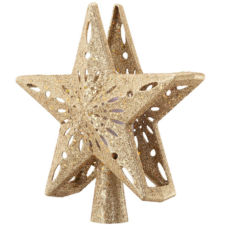 Puntale Proiettore LED per Albero di Natale Forma Stella Gold Gioco di Luce