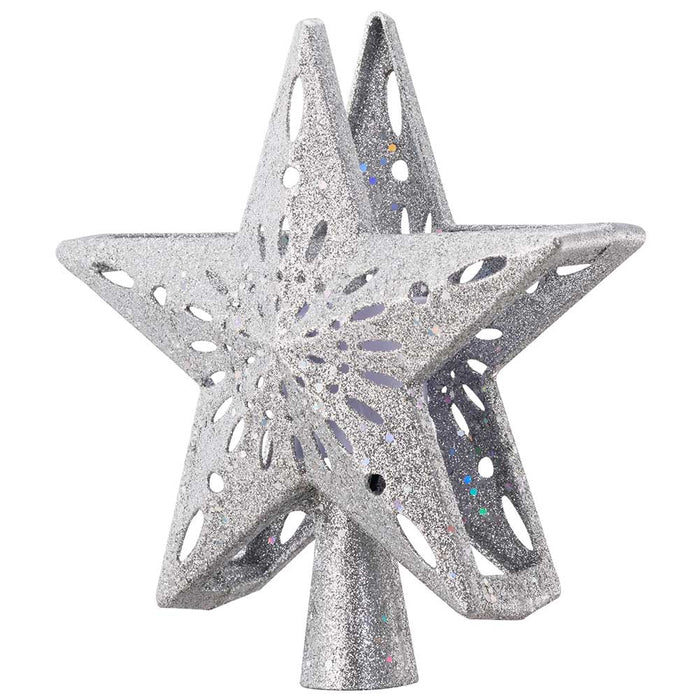 Puntale Proiettore LED per Albero di Natale Forma Stella Silver Gioco di Luce