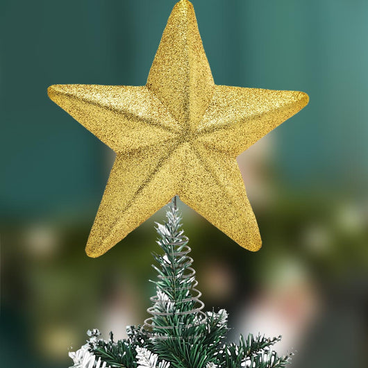 Puntale Forma Stella Oro con Glitter Altezza 30cm Decorazione Albero di Natale