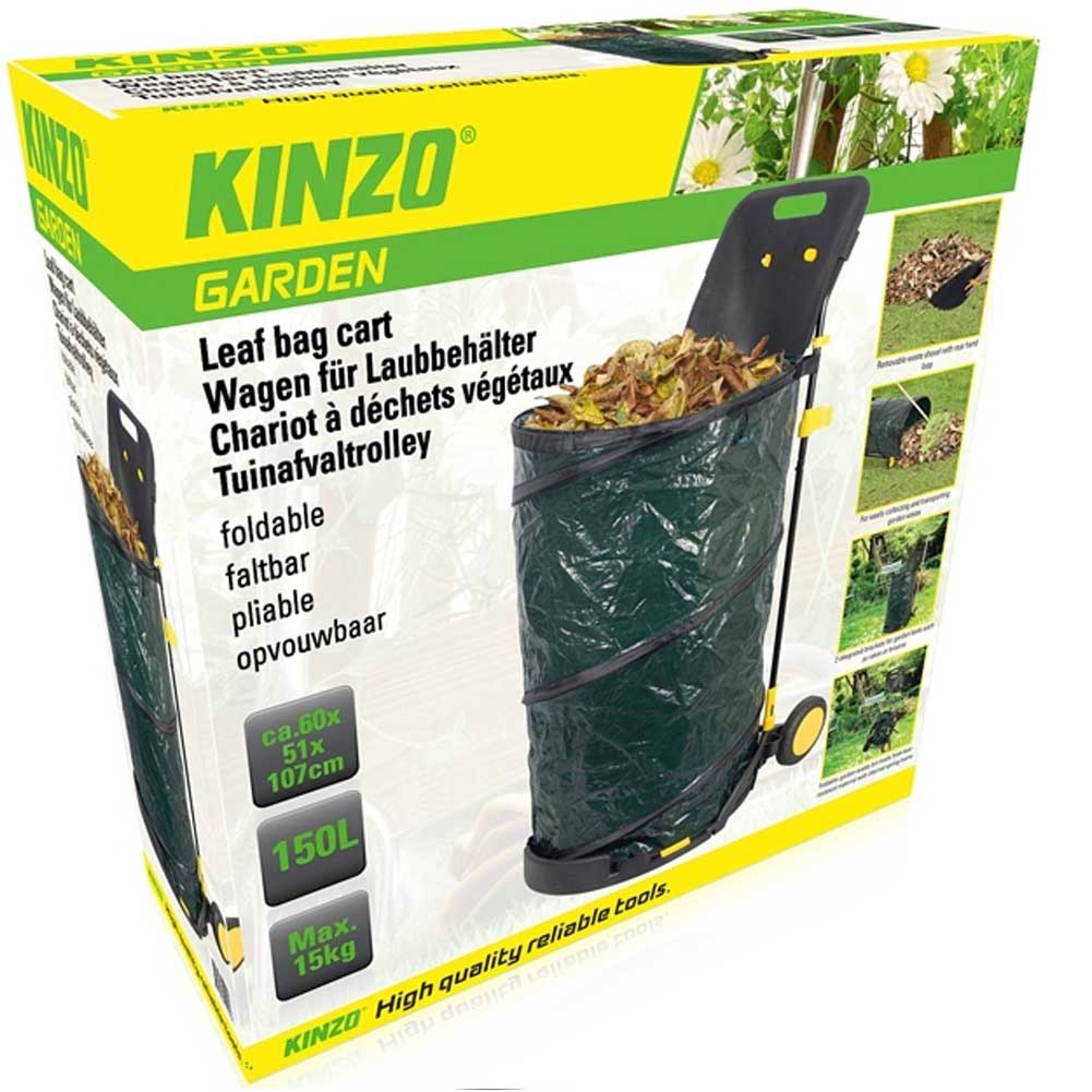 Pattumiera Giardino Pieghevole con Ruote Sacco per Foglie da Esterno 160lt Kinzo