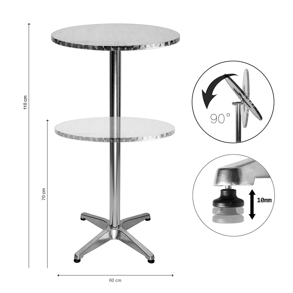 Tavolino Bar Bistrot Alto Pieghevole Alluminio Rotondo 60x110cm Tavolo Esterno