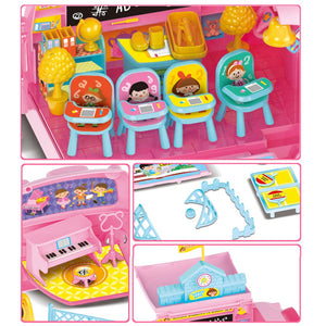 School Bus Playset Scuola Giocattolo Bambini con Bambola e Accessori Gioco