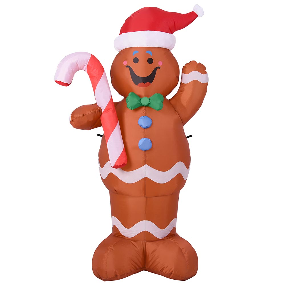 Gonfiabile Omino Marzapane Natale 150cm Luci LED Decorazioni Natalizie Esterno