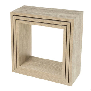 Set 3 Mensole da Parete Moderne Design Cubo Mensola Scaffale in Legno MDF Beige