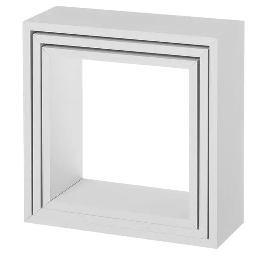 Set 3 Mensole Parete 30cm Moderne Design Cubo Mensola Scaffale Legno MDF Bianco