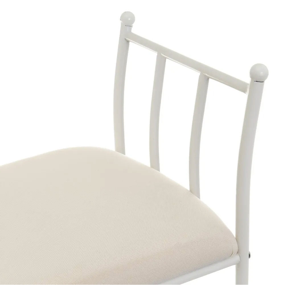 Panca Poggiapiedi Camera da Letto Pouf Sgabello Tessuto Metallo Bianco 68x64x30