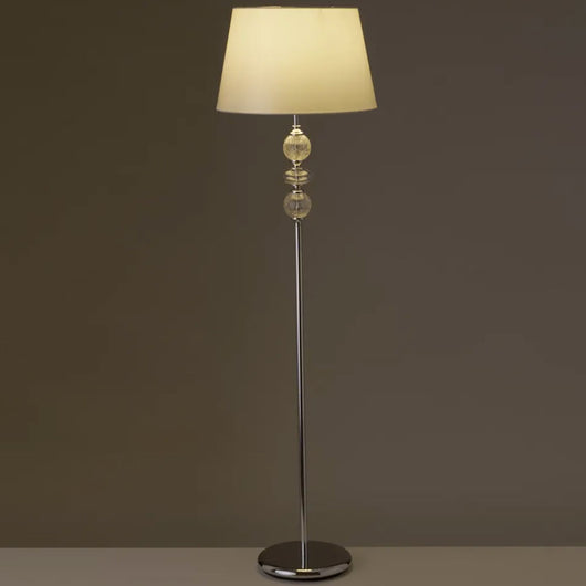 Lampada Piantana da Terra in Metallo Cristallo Tessuto Grigio Design Moderno