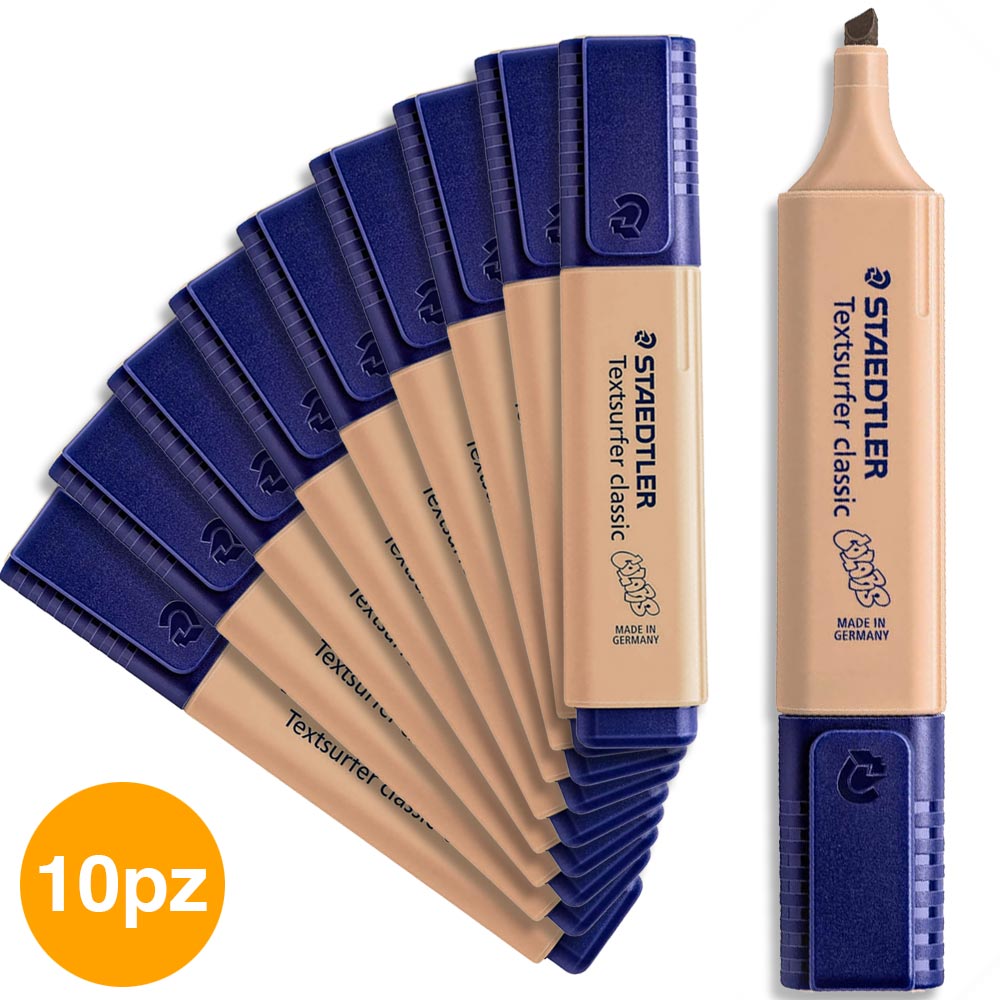 Set 10 Evidenziatori Staedtler Pennarello Evidenziatore Marrone Sabbia 10pz