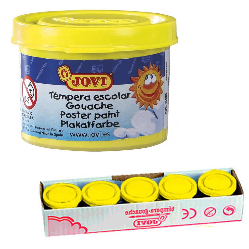 Set 5pz Barattolini Tempera Pittura Disegno per Bambini Giallo Barattolo 35ml