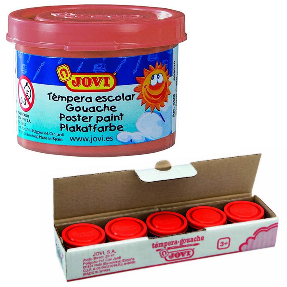 Set 5pz Barattolini Tempera Pittura Disegno per Bambini Rosso Barattolo 35ml