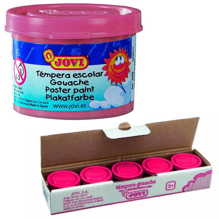 Set 5pz Barattolini Tempera Pittura Disegno per Bambini Magenta Barattolo 35ml