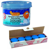 Set 5pz Barattolini Tempera Pittura Disegno Bambini Azzurro Cyan Barattolo 35ml