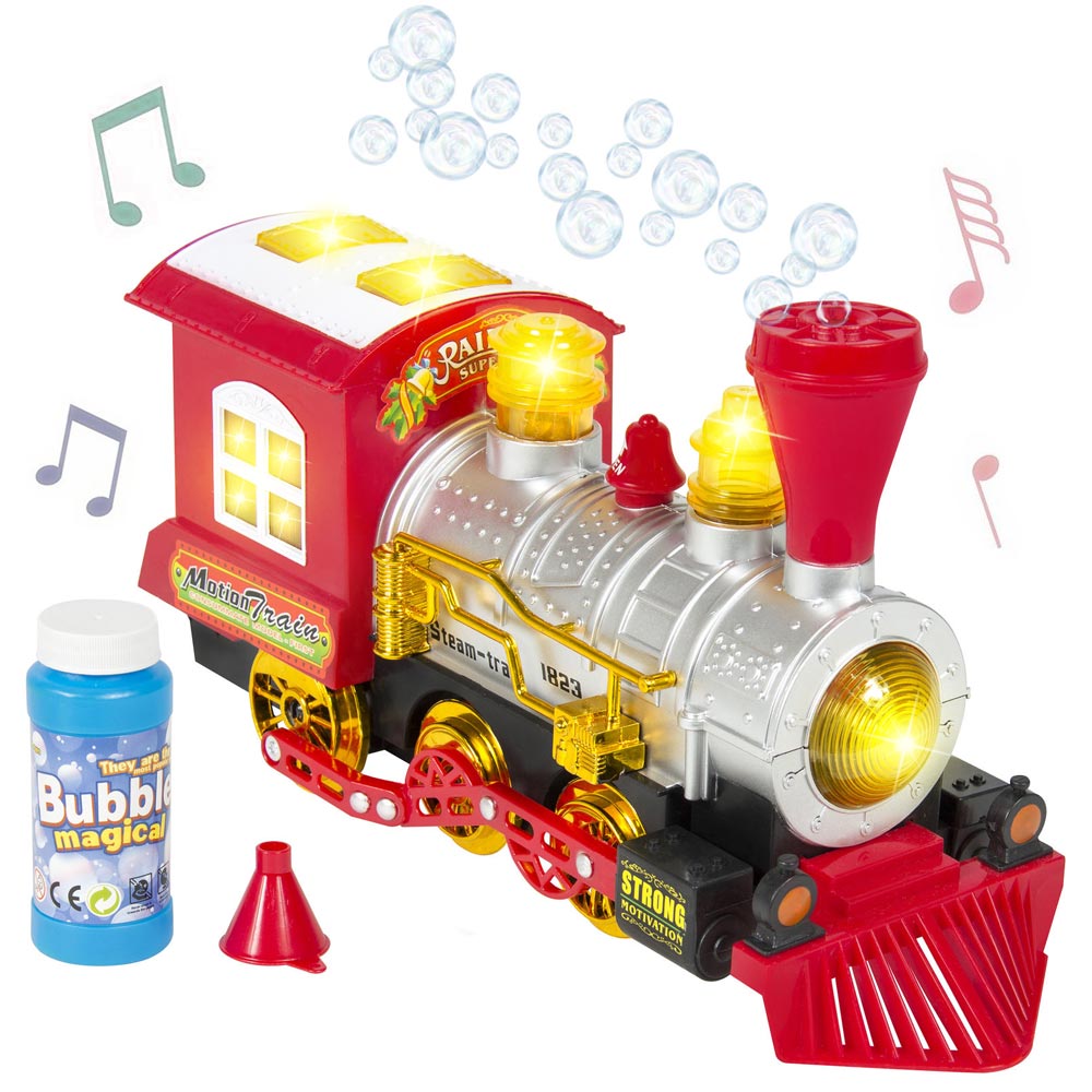 Trenino Locomotiva Spara Bolle Sapone Giocattolo Bambini Luci Suoni a Batteria