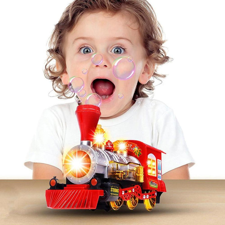 Trenino Locomotiva Spara Bolle Sapone Giocattolo Bambini Luci Suoni a Batteria