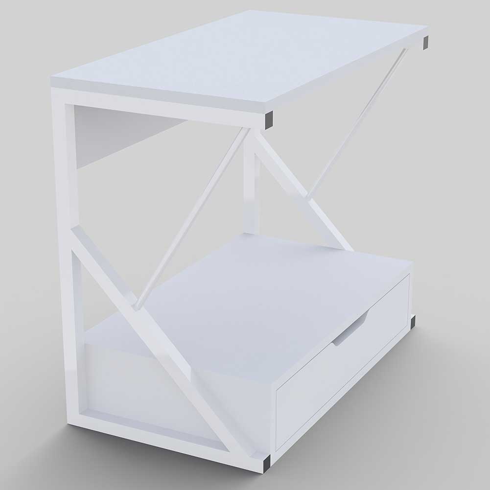 Scaffale Mensola Cucina Mobiletto Porta Microonde Cassetto Metallo Legno Bianco