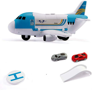 Playset Aereo Garage Giocattolo Bambini Aeroplano Apribile con 2 Macchinine