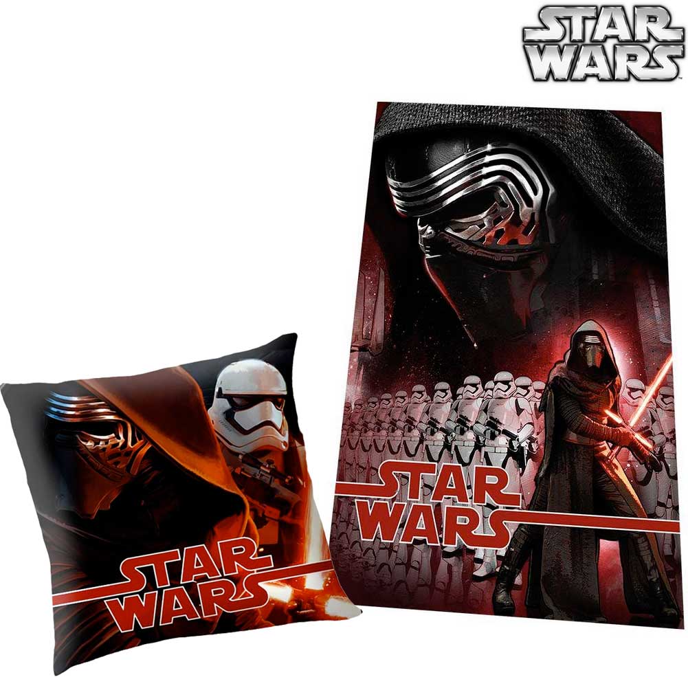 Star Wars Set Coperta Pile 100 x 150 cm + Cuscino 40 x 40 cm Letto Bambini Kids