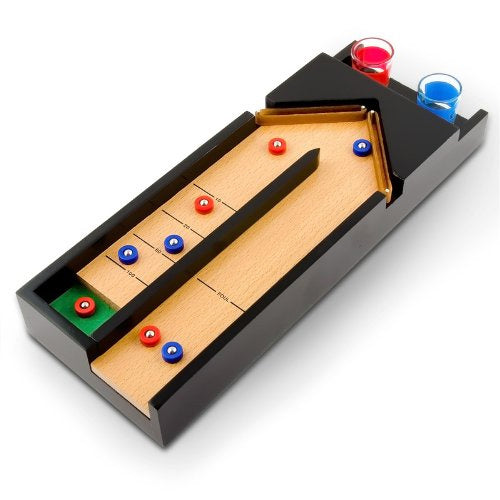 Shuffle Board Shuffleboard Gioco Alcolico in Legno con 2 Bicchierini