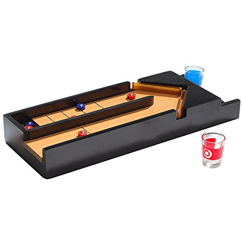 Shuffle Board Shuffleboard Gioco Alcolico in Legno con 2 Bicchierini