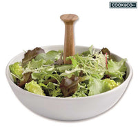 Insalatiera Ciotola Per Insalata 18cm In Ceramica Con Manico In Bambù Cucina