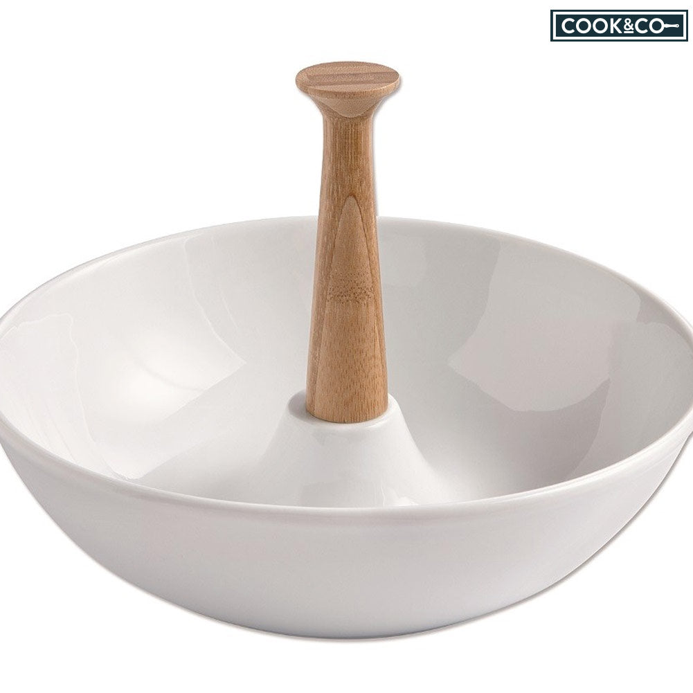 Insalatiera Ciotola Per Insalata 18cm In Ceramica Con Manico In Bambù Cucina