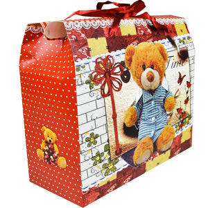 Buste Sacchetti Regalo Borsetta con Orsetto in Cartoncino 30x26x12 cm (12 Pezzi)