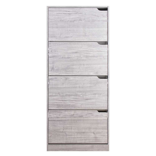 Scarpiera 4 Ante Ripiani Porta Scarpe Doppia Profondita Legno 63x24x150 Grigio