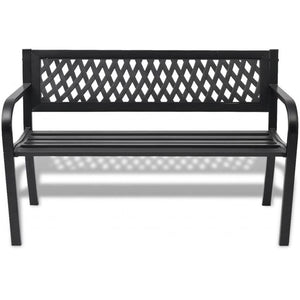 Panchina da Esterno Giardino Panca PVC e Struttura in Acciaio Nero 125x53x77cm