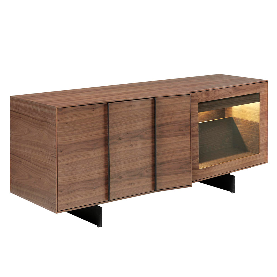 Credenza in legno di noce con illuminazione interna a led