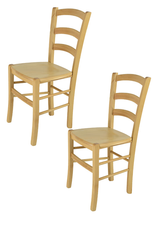 Set 2 Sedie Venice Tommychairs, robusta struttura in legno di faggio verniciata naturale e seduta in legno