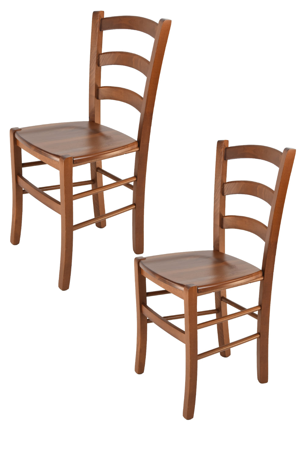 Set 2 Sedie Venice Tommychairs, robusta struttura in legno di faggio verniciata in noce chiaro e seduta in legno