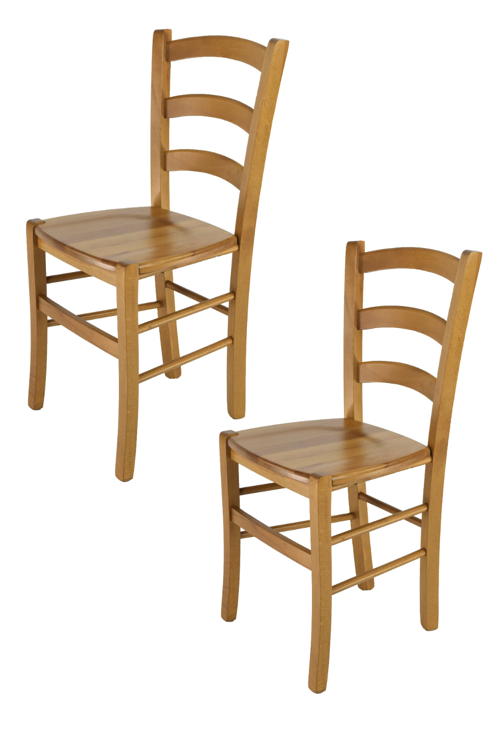 Set 2 Sedie Venice Tommychairs, robusta struttura in legno di faggio verniciata in rovere e seduta in legno