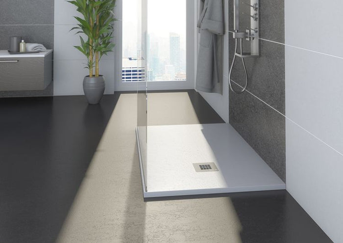 Piatto doccia in pietra SOLIDSTONE alto 2,8 cm - Grigio cemento RAL 7033 - Misura: 90x100 x 2,8h 