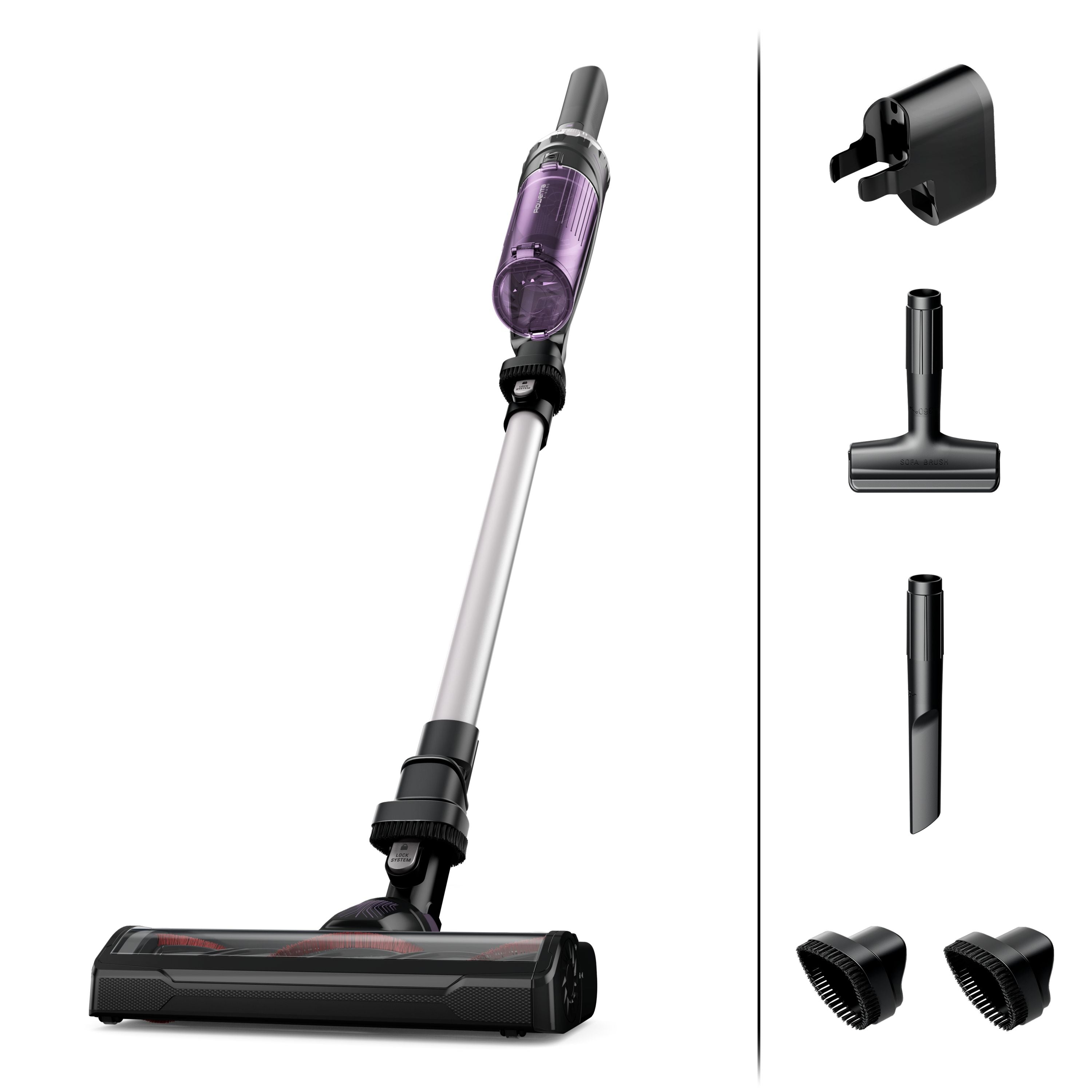 Rowenta x-nano essential rh1129 aspirapolvere senza filo viola, alluminio senza sacchetto