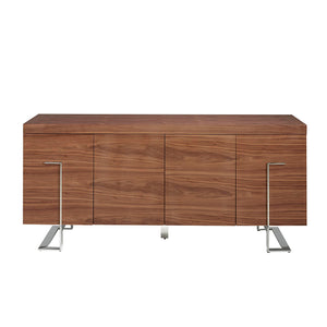 Credenza in legno di noce e acciaio cromato