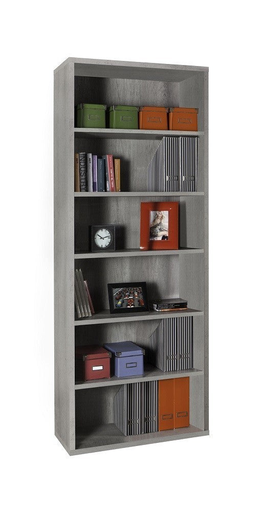 PRATICO KIT LIBRERIA CM 35,7X81,6X217H IN MELAMINICO COLORE CEMENTO