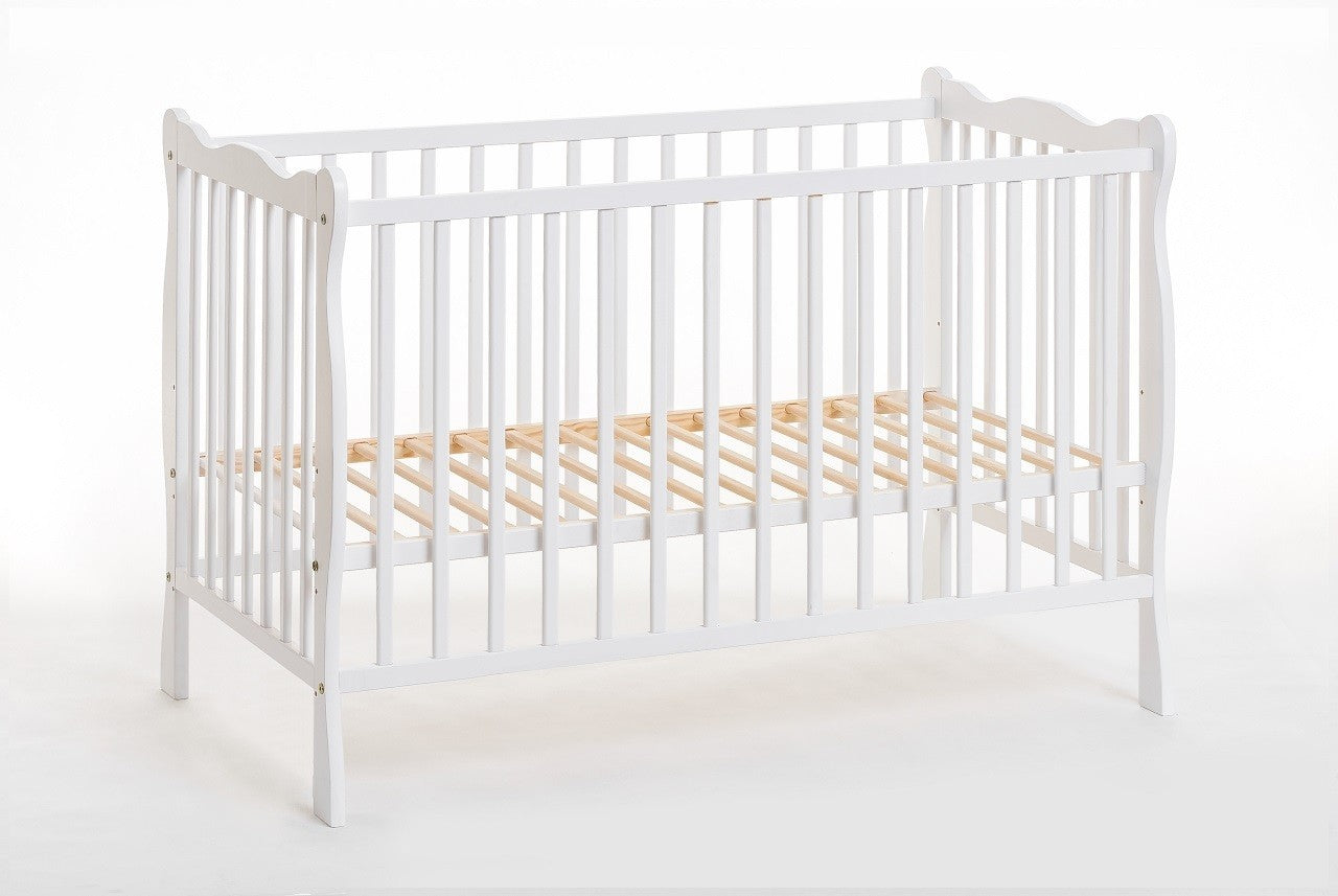 Letto culla bambini neonati 124x82x71 Cm in legno di pino Ala colore Bianco