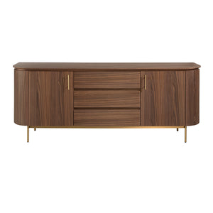 Credenza in legno noce e acciaio dorato