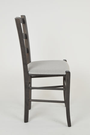 Sedia Venice Tommychairs, struttura in faggio verniciata anilina grigio scuro e seduta rivestita in tessuto grigio perla